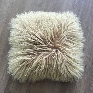 Lamb Fur Square Decorative Pillow Yellow
